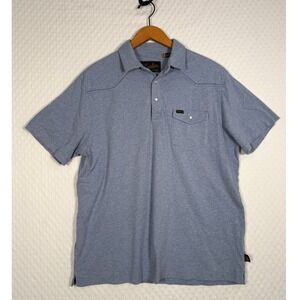 Howler Brothers Mens Gaucho Polo Shirt Blue Heather Western Pearl Snap Large